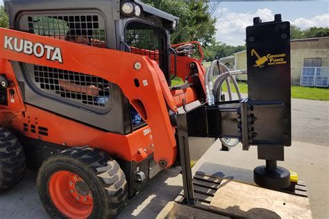 skid steer with post driver rental|towable post driver rental.